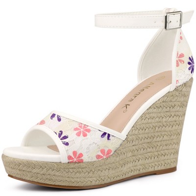 Allegra K Women's Lace Platform Espadrilles Wedge Heels Sandals Purple  Flower 8 : Target