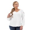 Aventura Clothing Women's Nyla Embroidered Long Sleeve Split Neck Blouse - 4 of 4
