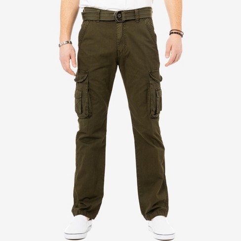 X Ray Men's Belted Classic Cargo Pants In Olive Size 40x32 : Target