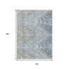 Denim Blue And Beige Geometric Washable Indoor Outdoor Area Rug - 3 of 4