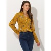 Allegra K Women's Floral Loose V Neck Long Sleeve Button-Up Shirt - 2 of 4