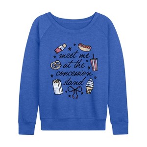 Women's - Instant Message - Meet Me Concession Stand Lightweight French Terry Wide Neck Long Sleeve Graphic Shirt - 1 of 4
