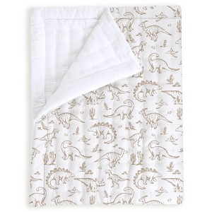 Makemake Organics GOTS Certified Organic Kids Blanket Cotton Infill Tufted - Reversible Ultra Soft - Dino Dreams - 1 of 4