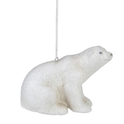 Northlight 5" White Glitter Sitting Polar Bear Christmas Hanging Ornament