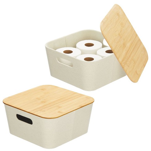 Mdesign Woven Farmhouse Kitchen Pantry Food Storage Basket Box, 3 Pack,  White, 12 X 9 X 6 : Target