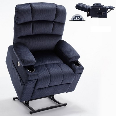 ChicFurnit Living Room Chair Arm Chair Accent Chair Lift Recliner with Massage Heat and Cup Holders for Living Room, Blue, 36.23"*37.41"*42.13"