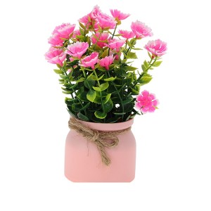 Unique Bargains Artificial Plants Money Plant with Violet Flowers Plastic Pink 3.07"x3.07"x7.48" 1 Pc - 1 of 4