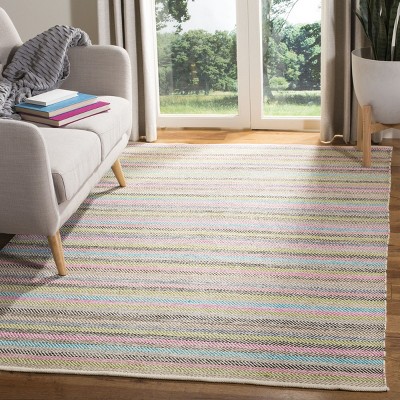 Handwoven Gray Stripe Wool-Cotton Blend 4' x 6' Area Rug