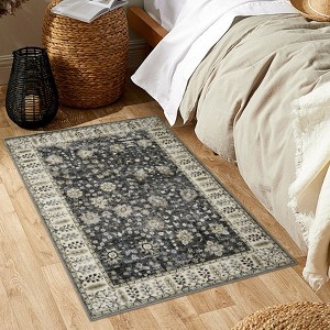 Short pile washable rug with boho vintage style – fits living rooms, bedrooms, dining rooms, kitchens, door areas. - 1 of 4