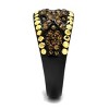 Slickblue Women’s Black Pave Ring – Brown & Yellow Synthetic Crystals, Wide Top Design, Stainless Steel Band, Sizes 5-10 - 4 of 4