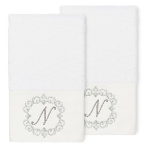 Linum Home Textiles 100% Turkish Cotton MONICA 2PC Embellished Hand Towel Set - 1 of 1
