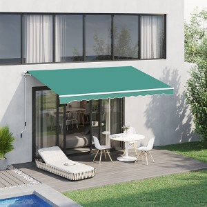 Sapphtopaz 10' x 8' Retractable Awning Manual Patio Awnings Sunshade Shelter UV & Water-Resistant with Manual Crank Handle - 1 of 4