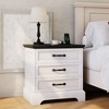 Farmhouse Nightstand with Charging Station & 3 Drawers,Large Rustic Bedside Table for Bedroom and Living Room, Small Space,End Table - 3 of 4