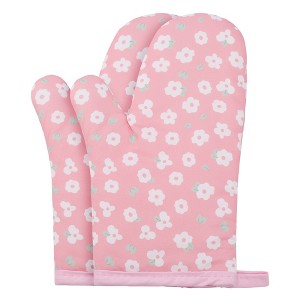 REGALWOVEN 2Pcs Soft Cotton Oven Mitts, Heat-Resistant Cooking Gloves, Gripping for Baking, Grilling, Kitchen Mitts Set - 1 of 4