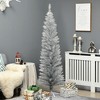 HOMCOM 6 FT Artificial Christmas Pencil Tree Holiday Xmas Tree Home Indoor Decoration, Silver - 2 of 4