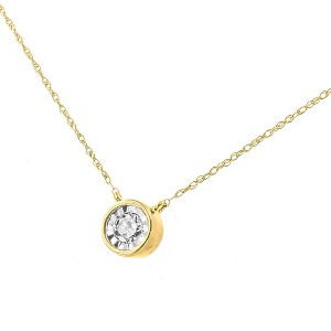 Haus of Brilliance 10K Gold Round Brilliant-Cut Diamond Modern Bezel-Set Solitaire Pendant Necklace - 1 of 4