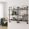 39" 3 Tier Wall Mount Floating Bookshelf Reclaimed Oak/Matte Black - Nathan James: Industrial Pipe Frame, Keyhole Mount - 2 of 4