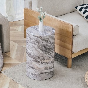 FONTOI Cylindrical Coffee Tables with Anti-slip Feet for Small Spaces Living Room Bedroom Balcony Office Side Table, Gray, 12"*19.7"*12" - 1 of 4