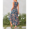 Womens Floral Sundress A-Line Sleeveless Highwaist Maxi Dress Flowy Faux Wrap Maxi Dress with Flounce Hem - 2 of 4