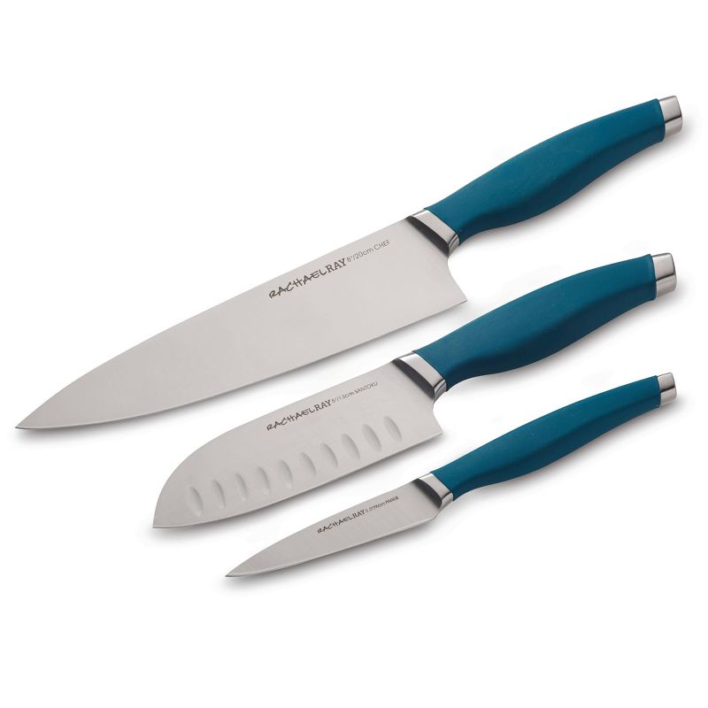 Rachael Ray 3pc Stainless Steel Chef Knife Set Teal, 1 of 7