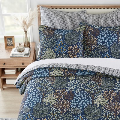 English Forest Navy Cotton Full/Queen Duvet Cover Set