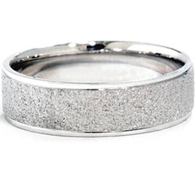 Pompeii3 Stone Finish Wedding Band 14K White Gold