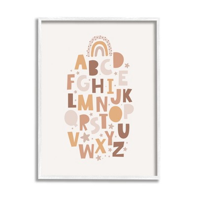 Stupell Industries Muted Alphabet Letters Framed Giclee Art