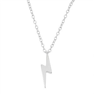 Bella Silver Sterling Silver Shiny Lightning Bolt Necklace - Silver - 16+2 Inch - 1 of 2