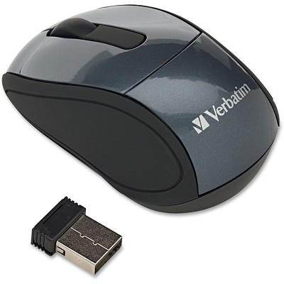 Verbatim Wireless Mini Travel Optical Mouse - Graphite - Radio Frequency - USB - 1600 dpi - Scroll Wheel