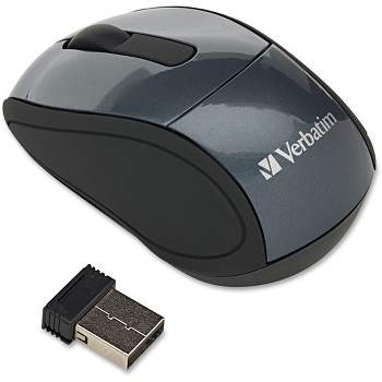 Verbatim Wireless Mini Travel Optical Mouse - Graphite - Radio Frequency - USB - 1600 dpi - Scroll Wheel