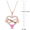 EVERLY JEWELRY | Rose Plated Sterling Silver 2 1/2 CT TGW Light Pink and White Cubic Zirconia Infinity Heart Pendant with Chain, 18 inc - 2 of 4