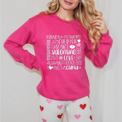 Simply Sage Market Women's Graphic Sweatshirt Valentine Collage - M - Raspberry