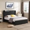 Queen Size Bed Frame with 2 Storage Drawers, Lined Fabric Upholstered Headboard with Charging Station, Storage Shelf, No Box Spring Needed, Beige - 3 of 4