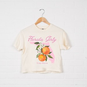 Simply Sage Market Women's Florida Girly Flower Short Sleeve Relaxed Fit Cropped Tee - 1 of 4