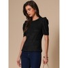 INSPIRE CHIC Women's Puff Short Sleeve Round Neck Casual Work Summer Blouse - 4 of 4