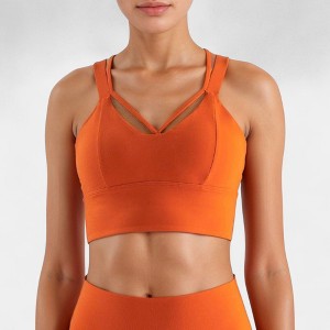 Anna-Kaci Active Women's Strappy V Neck Sports Bra Top with Wide Shoulder Bands and Soft Stretch Fabric - 1 of 4
