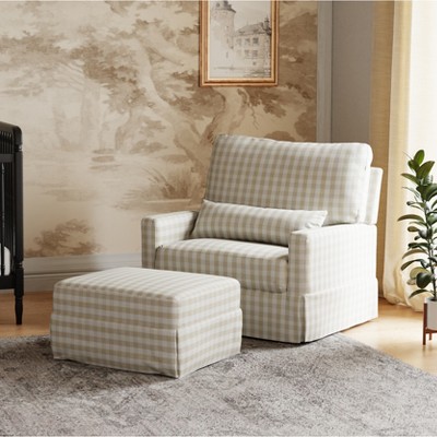Namesake Crawford Chair and a Half Pillowback Swivel Glider