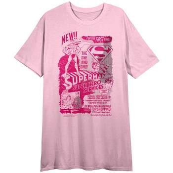 Superman "Hero Services" Women's Pink Short Sleeve Crew Neck Sleep Shirt