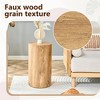 KWPZQEB Small Side Table, Farmhouse Bedside Table with Round Tabletop, Rustic Wooden Sofa End Table, Cylinder Nightstand for Living Room, Bedroom - 4 of 4