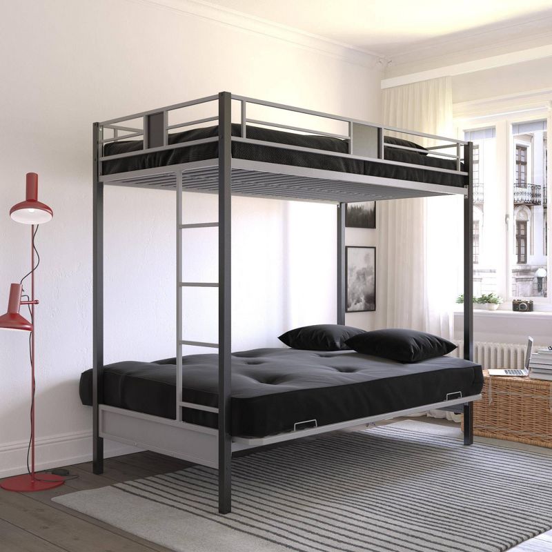 Twin Over Futon Maxence Kids&#39; Metal Bunk Bed Silver/Black - Room &#38; Joy, 6 of 11