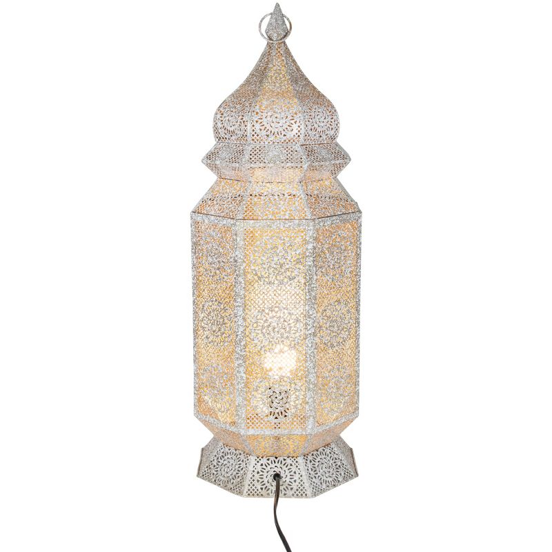 Northlight 29.5" White and Gold Moroccan Style Lantern Floor Lamp, 4 of 5