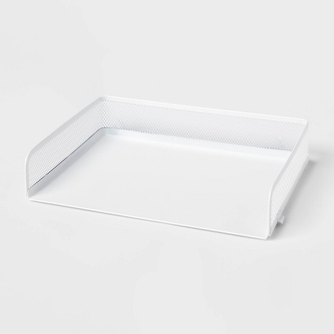 Mesh Stacking Letter Tray with Wide Side Opening White - Brightroom™