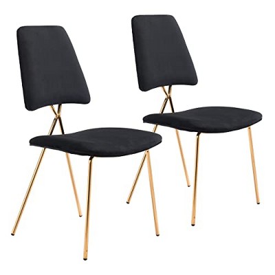 Zuo Chloe Dining Chair (Set of 2) Black & Gold