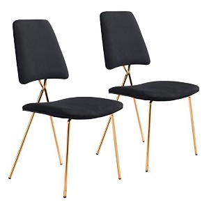 Zuo Chloe Dining Chair (Set of 2) Black & Gold - 1 of 4