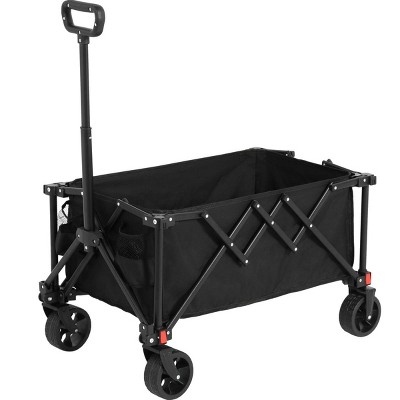 YONWAY Folding Wagon Cart with All Terrain Wheels and Adjustable Handle,Outdoor Utility Wagon for Camping Shopping Sports Fishing