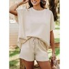 Women’s 2 Piece Lounge Set with Oversized Top & Drawstring Shorts Beige 2XL - 2 of 4