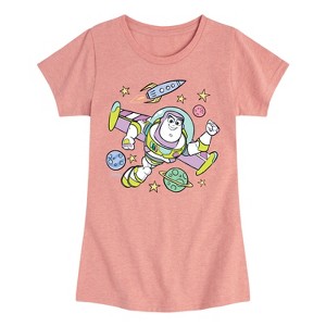 Girls' - Disney - Buzz Space Collage Fitted Short Sleeve Graphic T-Shirt - 1 of 4