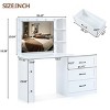 55.2'' White Dressing Table with Mirror and Hollywood Lights, Vanity Desk with Adjustable Side Cabinet, 5 Drawers & 2 Shelves for Bedroom-Cuddlewood - 4 of 4