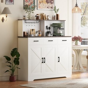 Sideboard Buffet with Microwave Stand, Buffet Storage Cabinet with Drawers, Wood Coffee Bar Cabinet - 1 of 4