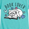 Girls' - Instant Message - Book Lover Cat Fitted Short Sleeve Graphic T-Shirt - 2 of 4